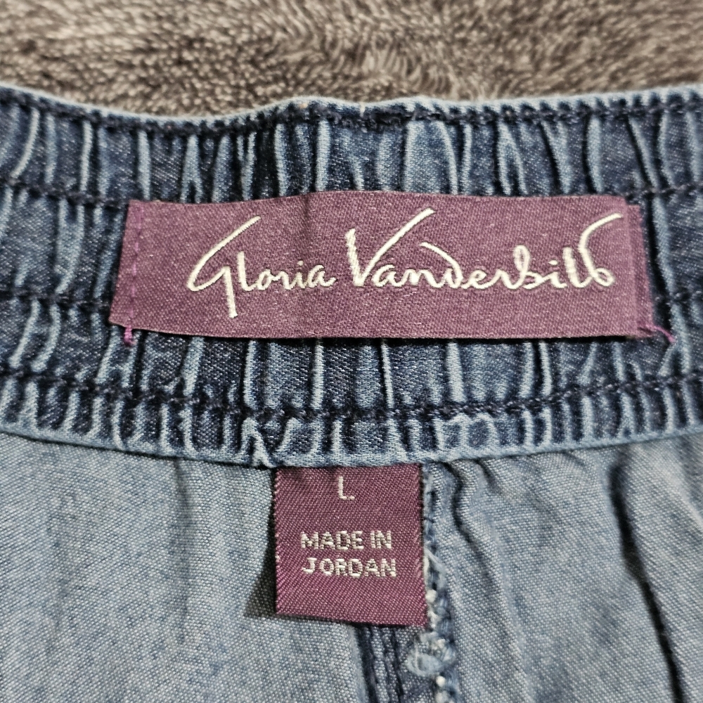 Gloria Vanderbilt Chambray Pullon Shorts Loosefit Blue Womens Large - Picture 5 of 9